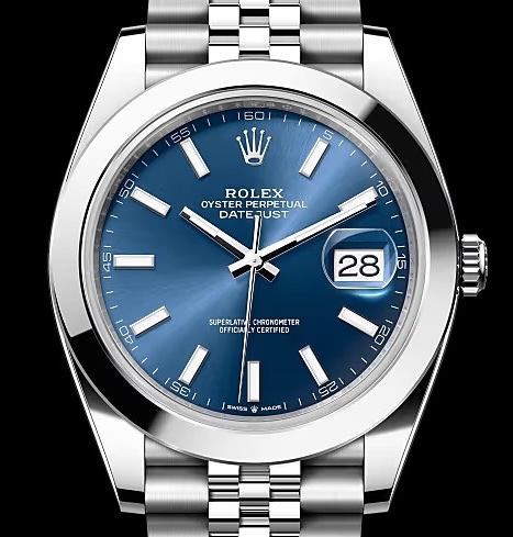 Rolex Datejust 41 Blue Dial OysterSteel Bezel Jubilee Bracelet with Box Papers 126300 Never Worn