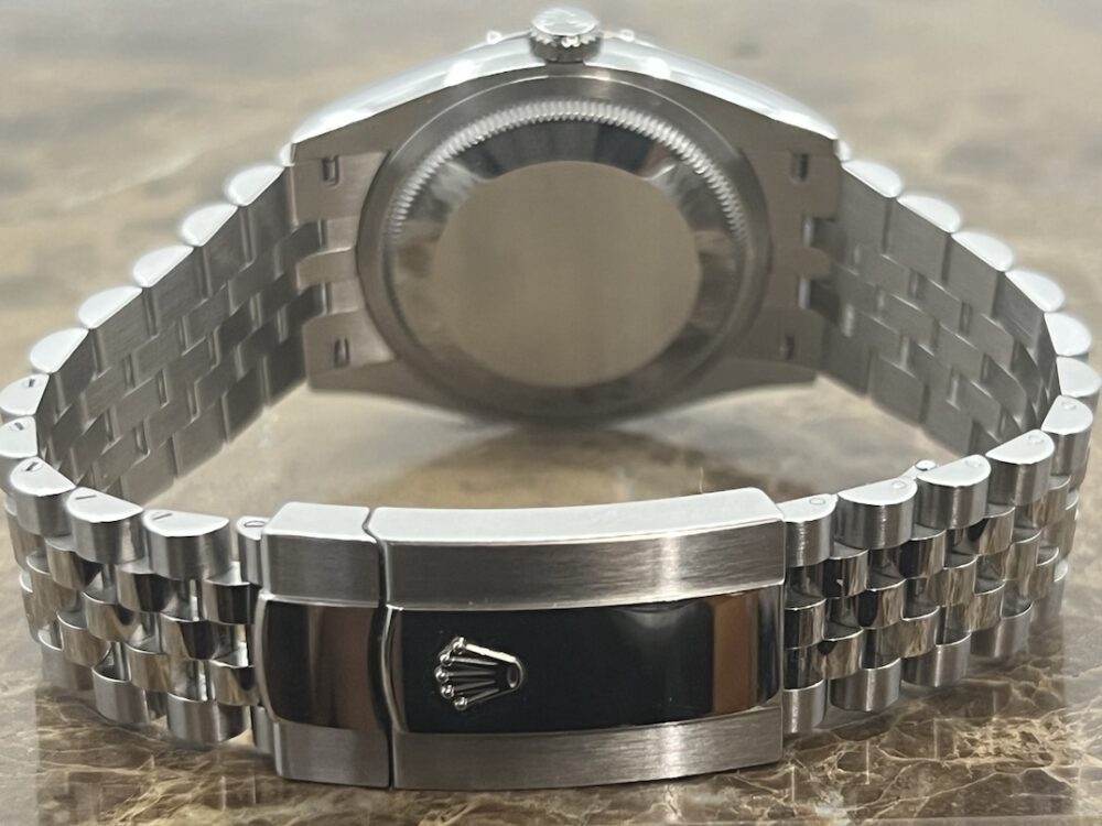 Rolex Datejust 36 Green Dial 18k White Gold Fluted Bezel Jubilee Bracelet with Box Papers 126234 MINT