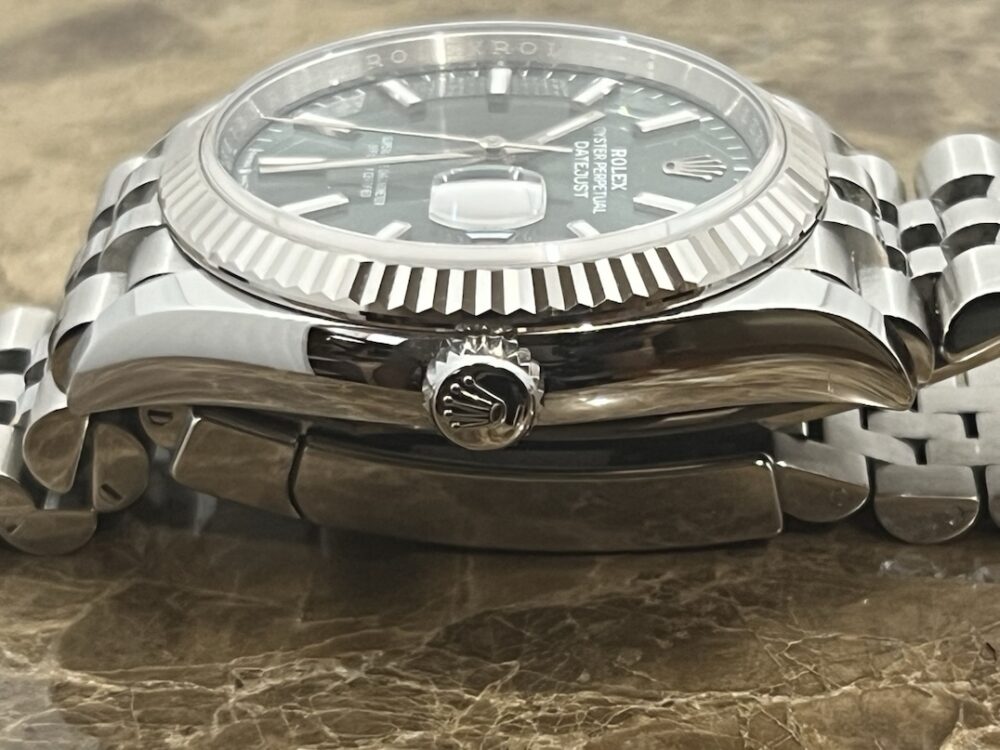 Rolex Datejust 36 Green Dial 18k White Gold Fluted Bezel Jubilee Bracelet with Box Papers 126234 MINT