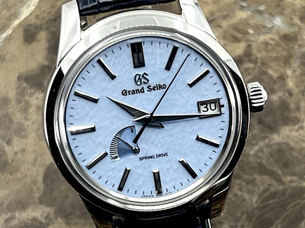 Grand Seiko Elegance Spring Drive with Power Reserve Indicator Blue Snow Flake 40mm Box Papers SBGA407G