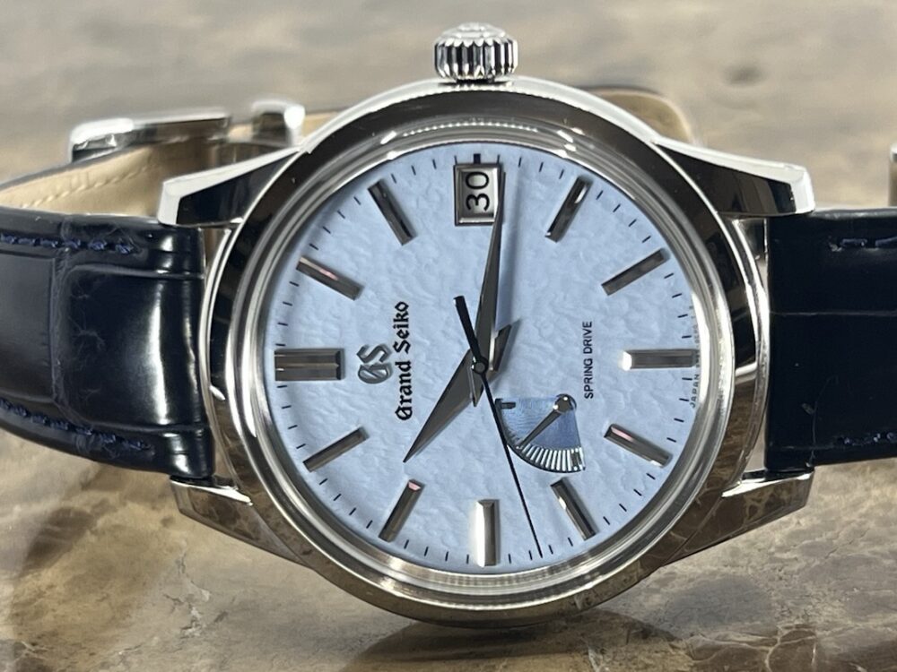 Grand Seiko Elegance Spring Drive with Power Reserve Indicator Blue Snow Flake 40mm Box Papers SBGA407G