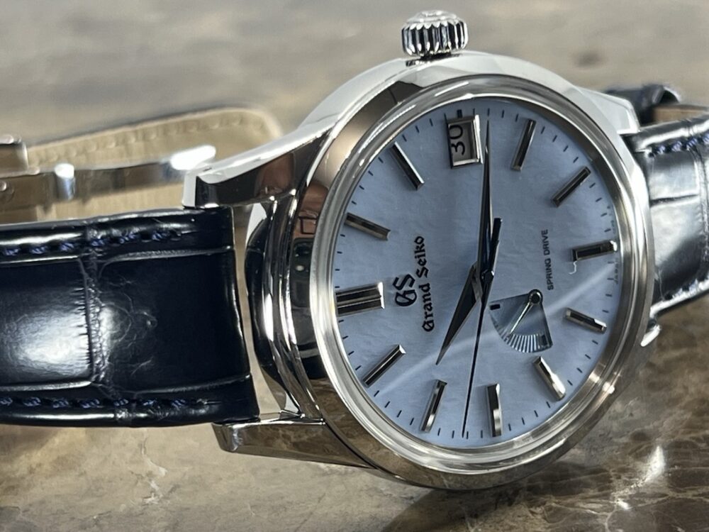 Grand Seiko Elegance Spring Drive with Power Reserve Indicator Blue Snow Flake 40mm Box Papers SBGA407G