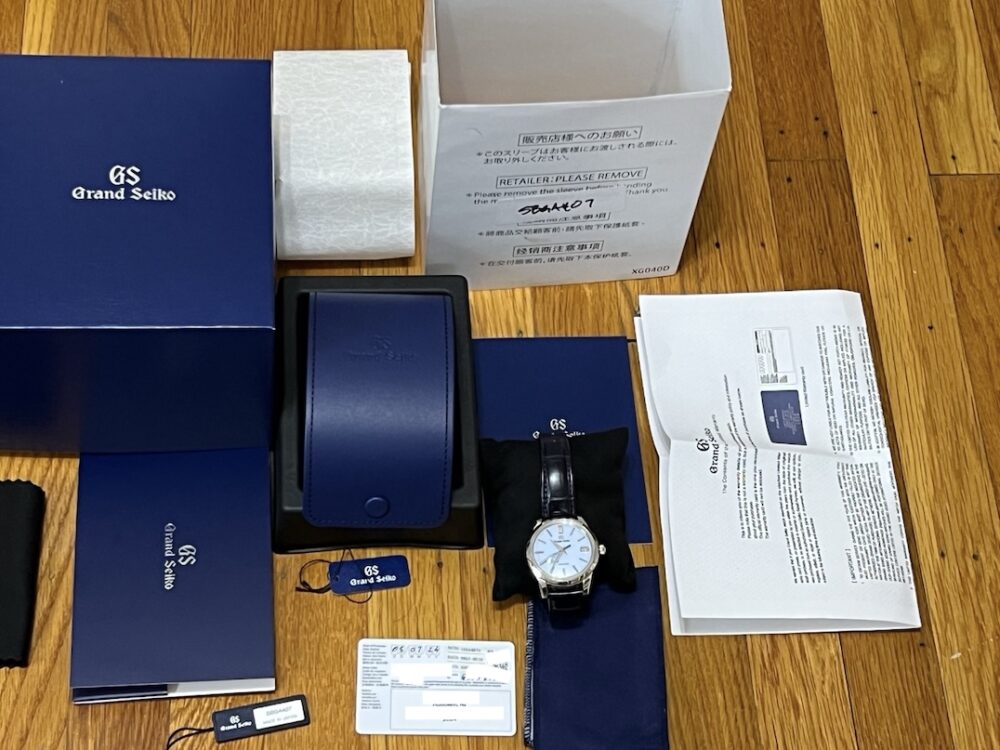 Grand Seiko Elegance Spring Drive with Power Reserve Indicator Blue Snow Flake 40mm Box Papers SBGA407G