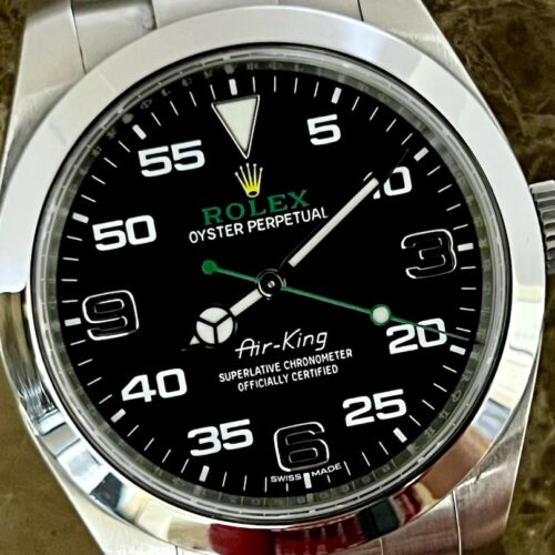 Rolex Air King 40mm automatic black dial with Green Accents Antimagnetic box 116900
