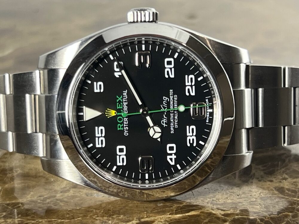 Rolex Air King 40mm automatic black dial with Green Accents Antimagnetic box 116900