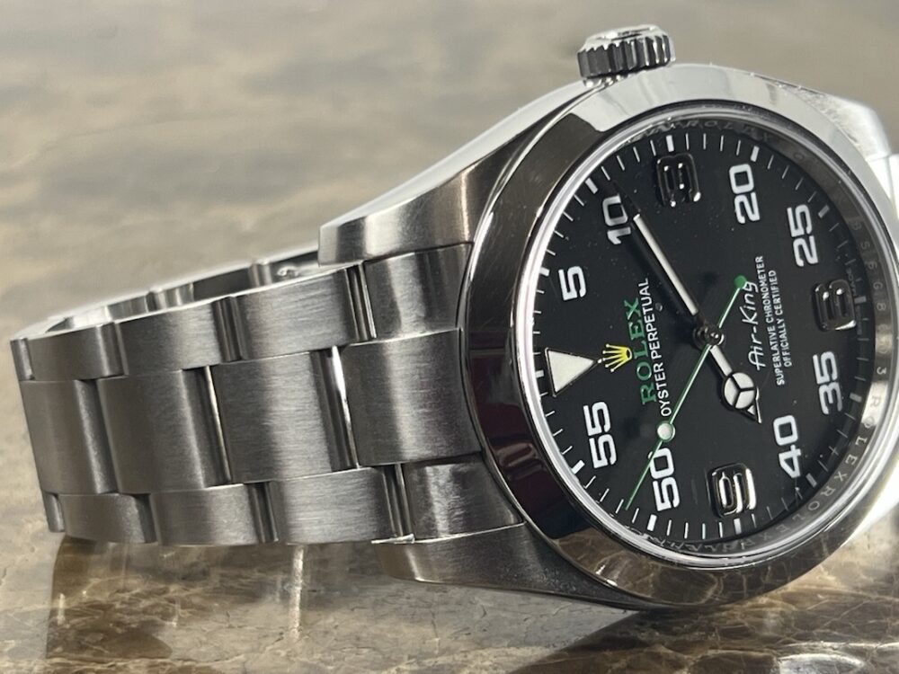 Rolex Air King 40mm automatic black dial with Green Accents Antimagnetic box 116900