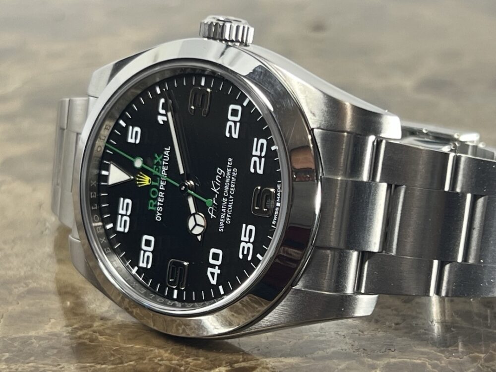 Rolex Air King 40mm automatic black dial with Green Accents Antimagnetic box 116900