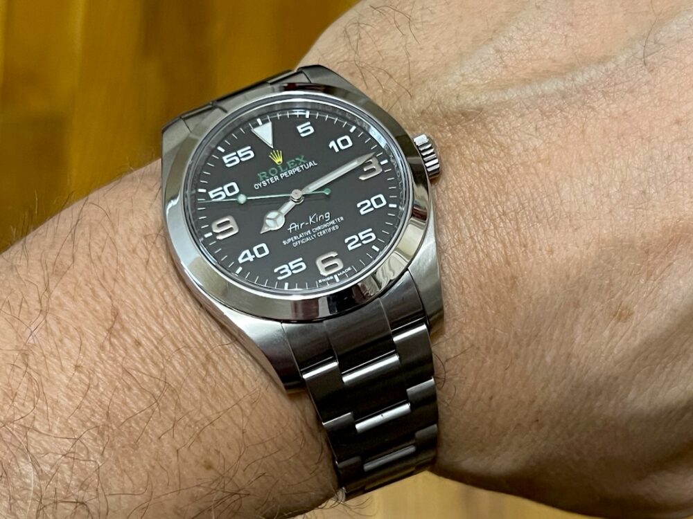 Rolex Air King 40mm automatic black dial with Green Accents Antimagnetic box 116900