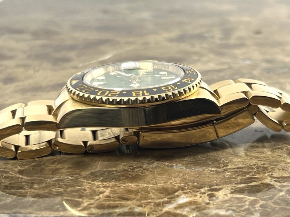 Rolex GMT Master II 18k Yellow Gold 116718 Green Dial Black Ceramic Box Papers 50th Anniversary D Serial YEAR 2005 Box Papers