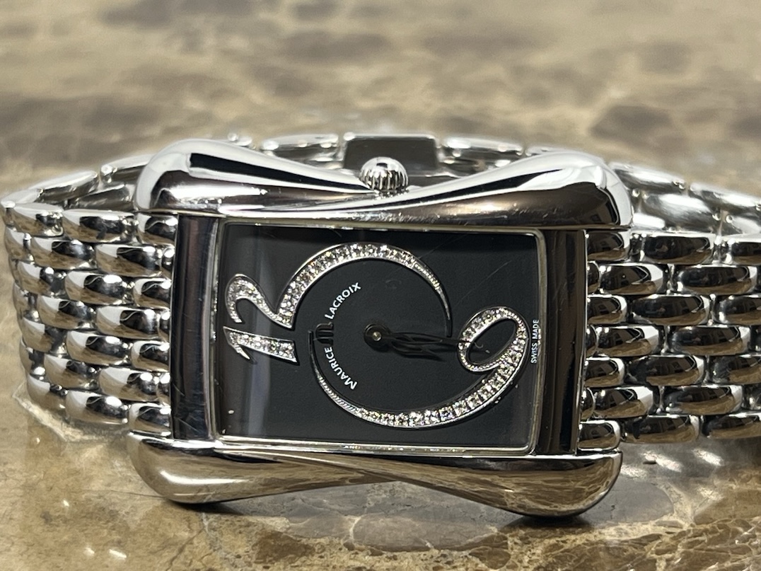 Maurice Lacroix Divina Black Dial with Diamonds on Steel Bracelet Box  Papers DV5012-SD531-120