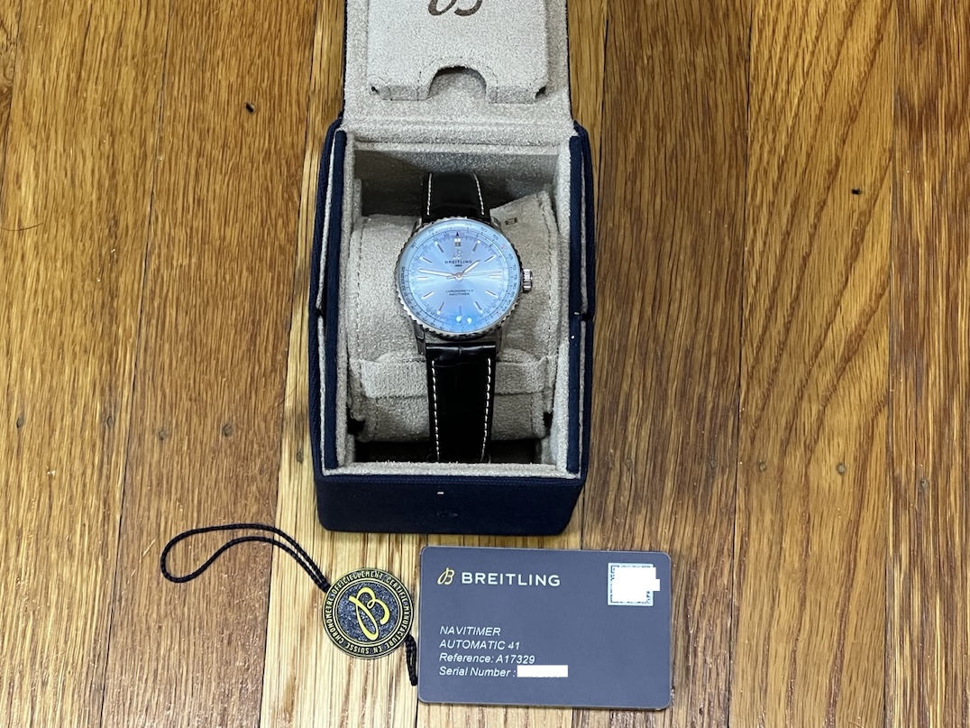Breitling Navitimer Automatic 41 Ice Blue Dial with Box Papers Card and Tag model A17329171C1P1 or A17329 Never Worn
