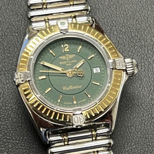 Breitling Lady Callistiono 18k Yellow Gold and Steel 28mm SuperQuartz Green Dial and 18k Gold Bezel D52044