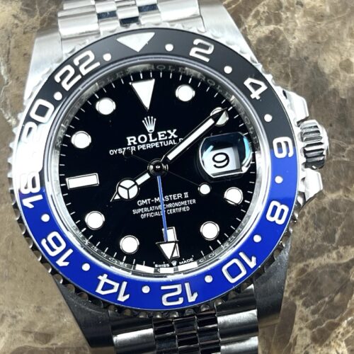 Rolex GMT Master 2 Black Blue 40mm Automatic BATGIRL Jubilee Bracelet with Warranty Card 126710BLNR