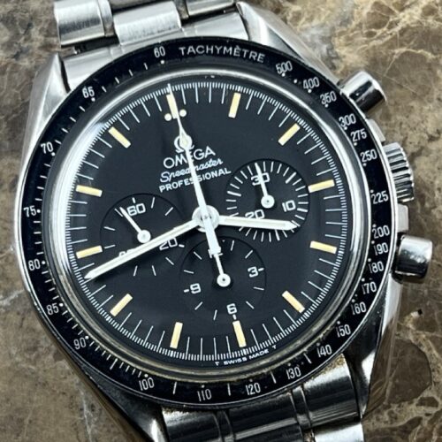 Omega Speedmaster Professional 42mm Manual Wind Hesalite with Strong Patina Vintage with Card Year 1995 model 3590.50 speedy