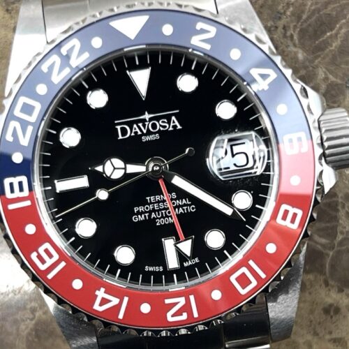 Davosa Ternos Professional 42mm Automatic GMT Red Blue Pepsi 200m Diving Watch with Box 16157106