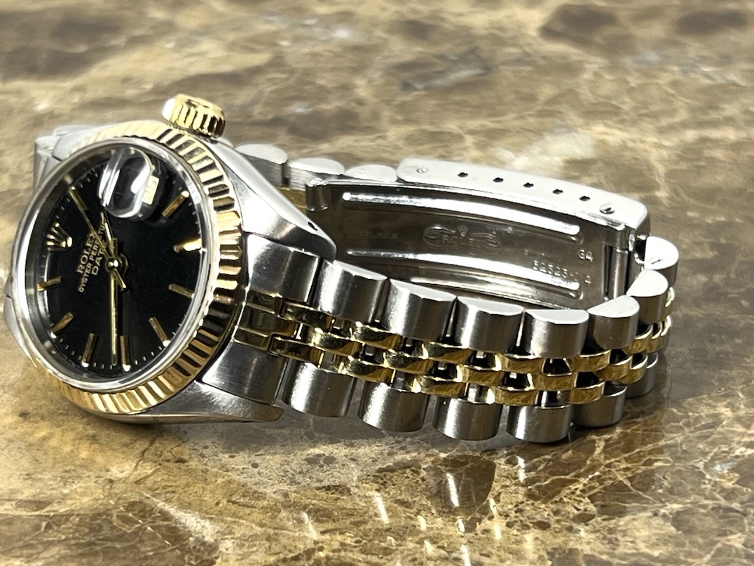 Rolex Lady Date 26mm 18k Gold / Steel with Jubilee Bracelet Black