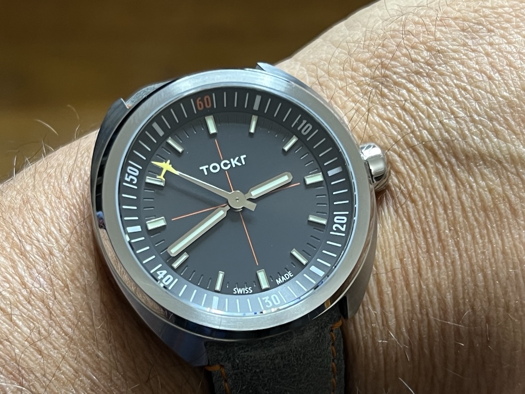 Tockr Skytrain 42mm Automatic Black Dial with Orange / Yellow Accents Box Card C47C