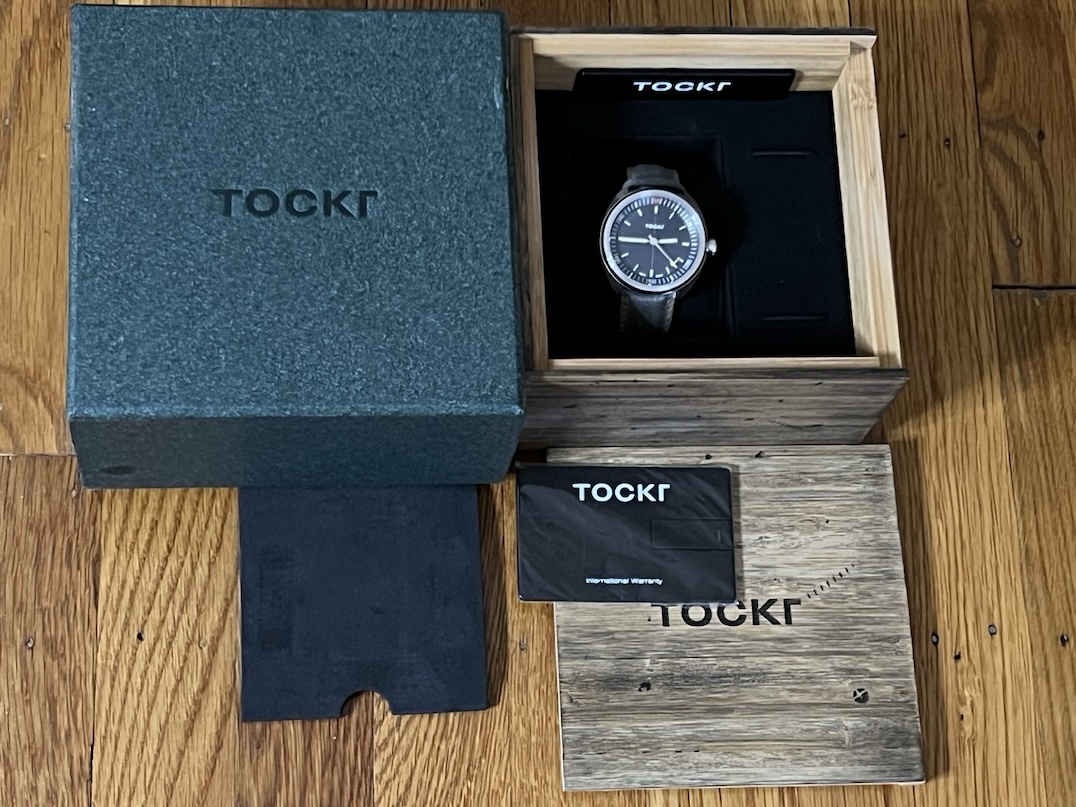 Tockr Skytrain 42mm Automatic Black Dial with Orange / Yellow Accents Box Card C47C