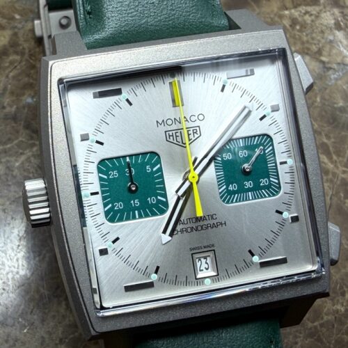TAG Heuer Monaco Titanium 39mm Automatic Racing Green with Yellow Accents Box Papers Warranty Card CAW218E.FC6565 Limited Edition