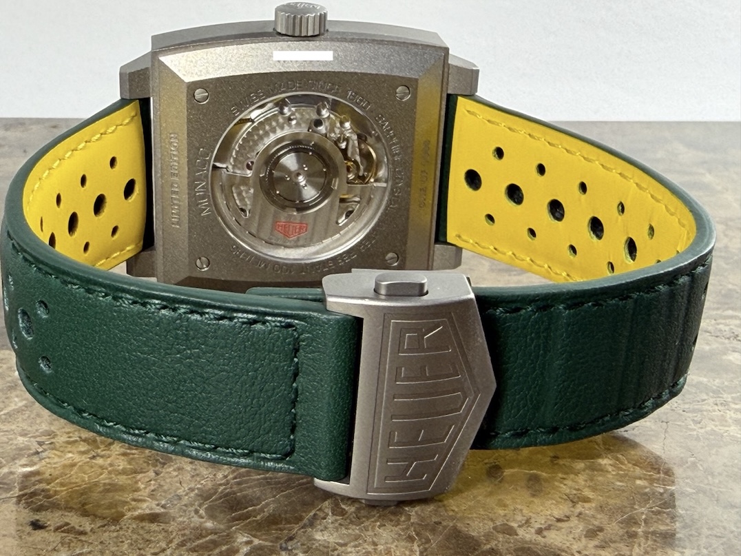 TAG Heuer Monaco Titanium 39mm Automatic Racing Green with Yellow Accents Box Papers Warranty Card CAW218E.FC6565 Limited Edition