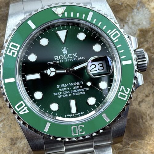 Rolex Submariner with Date HULK Green Dial and Bezel 40mm Automatic with Easy Glide Bracelet 116610LV Box Papers Card