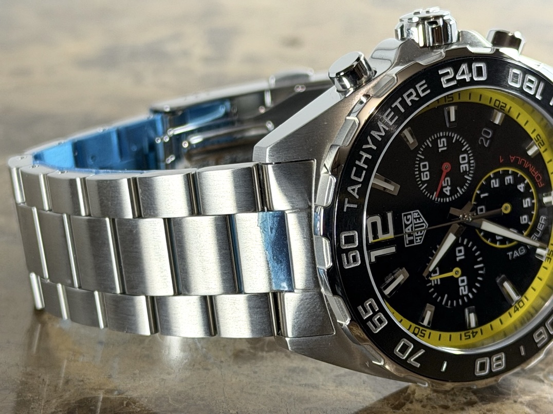 TAG Heuer Formula 1 Chronograph Black Dial Yellow Accents 43mm Quartz Box Papers model CAZ101AC.BA0842