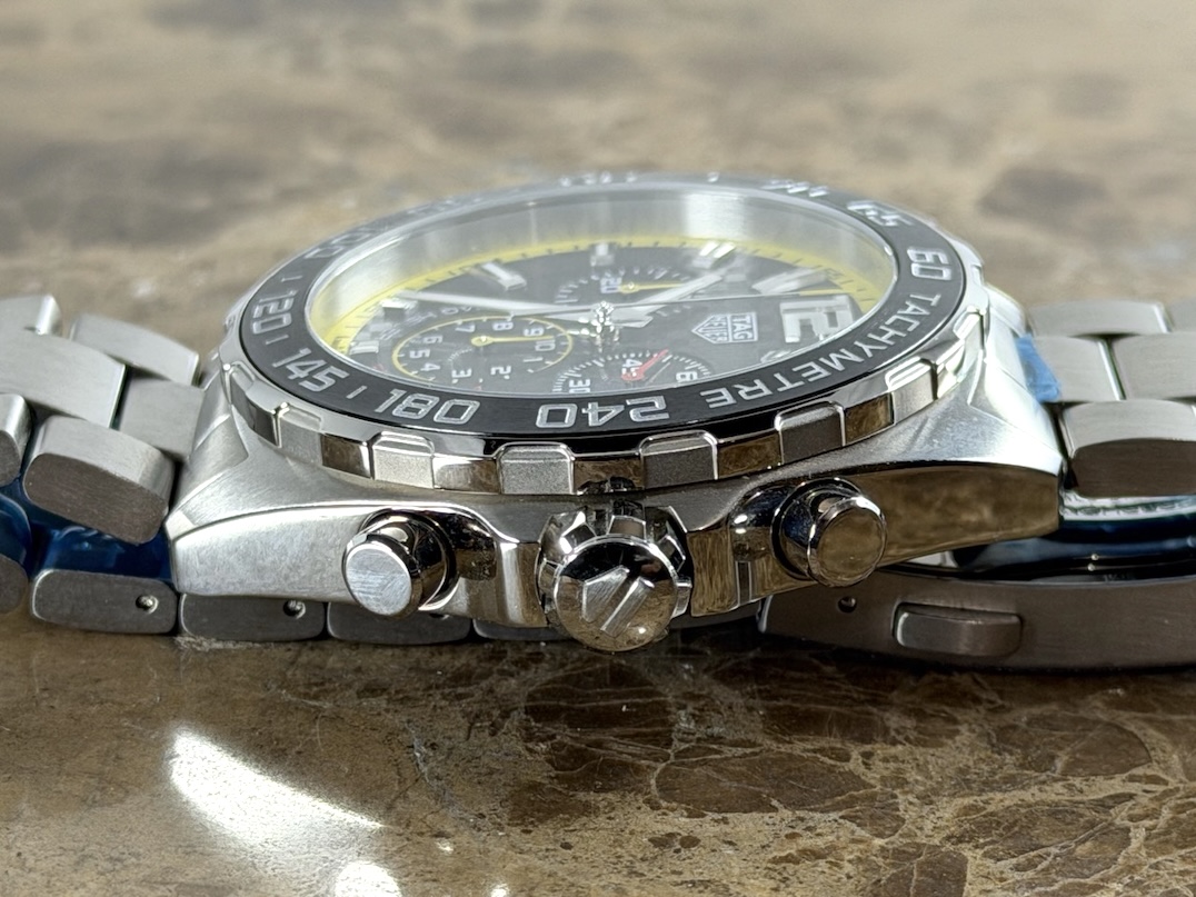 TAG Heuer Formula 1 Chronograph Black Dial Yellow Accents 43mm Quartz Box Papers model CAZ101AC.BA0842