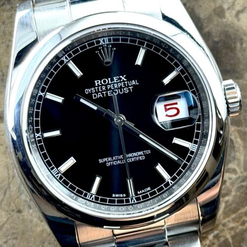 Rolex Datejust 36 Mens Automatic Black Dial with Roulette Date Wheel model 116200