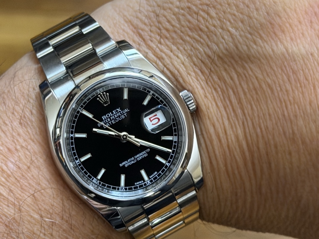 Rolex Datejust 36 Mens Automatic Black Dial with Roulette Date Wheel model 116200