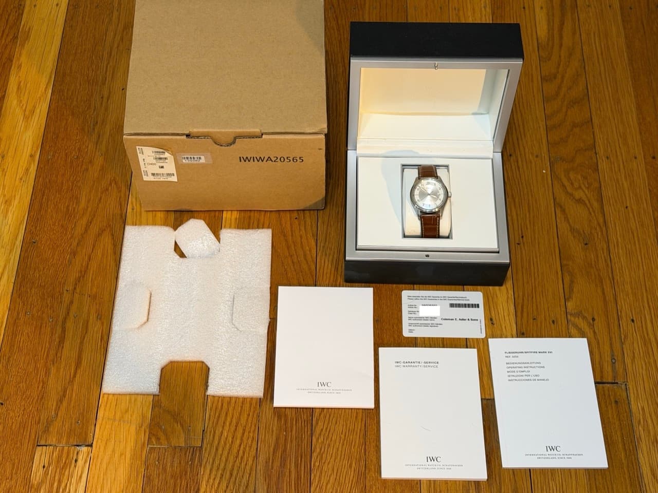 IWC Spitfire Pilot Mark XVI 39mm Automatic Silver Dial with Brown Strap with Box Papers iw325502