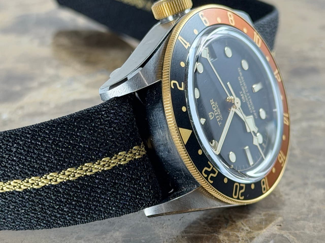 Tudor Black Bay GMT S&G 41mm Automatic Gold / Steel Diver on Fabric Strap Rootbeer 79833MN Box Papers Card 2026