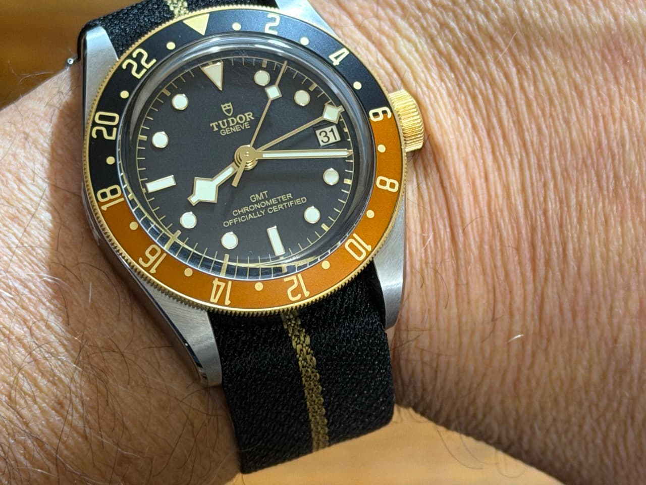 Tudor Black Bay GMT S&G 41mm Automatic Gold / Steel Diver on Fabric Strap Rootbeer 79833MN Box Papers Card 2026