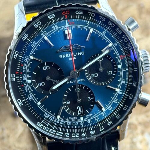 BREITLING Navitimer B01 Chronograph 41 Automatic Black Blue with Box Papers Card AB0139241C1P1 Never Worn