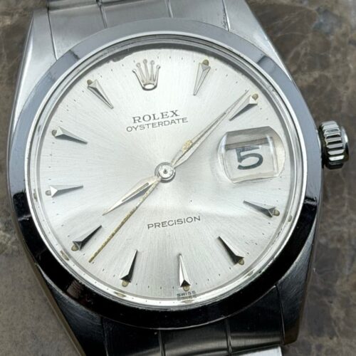 Rolex Oysterdate Precision 34mm Manual Wind Silver Dial model 6694 Vintage
