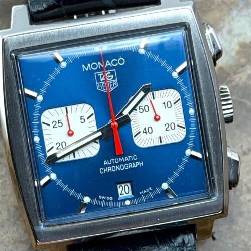 TAG Heuer Monaco 38mm Automatic Square Race Watch Blue Chronograph Steve McQueen CW2113