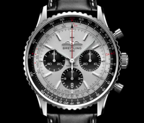 BREITLING Navitimer B01 Chronograph 43 Automatic Silver Black with Box Papers Card AB0138241G1P1 Never Worn