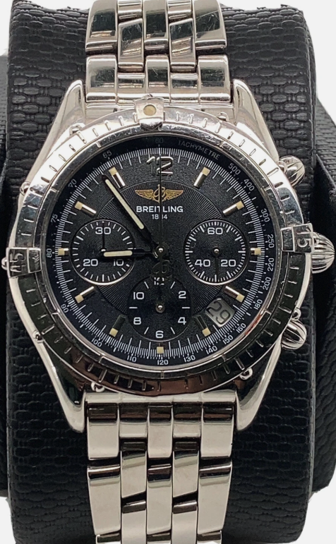 Breitling Chrono Cockpit 37mm Automatic Black Dial Bracelet Chronograph A30012 Box Papers