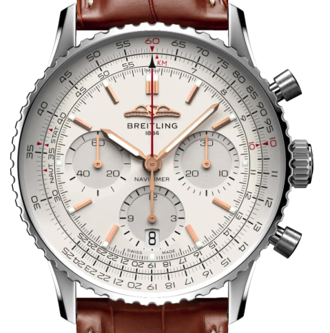 BREITLING Navitimer B01 Chronograph 41 Automatic Silver with Gold Accents with Box Papers Card AB0139211G1P1 Never Worn