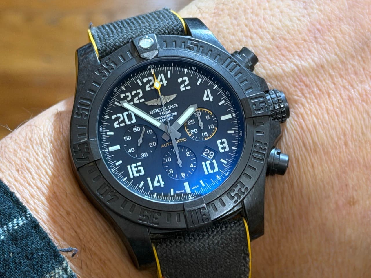BREITLING Avenger Hurricane 50mm Automatic Black Brietlight Case Military 24hr Dial XB1210E41B1W1