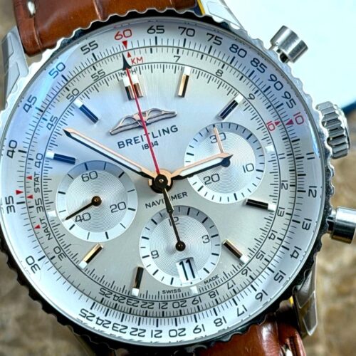 BREITLING Navitimer B01 Chronograph 41 Automatic Silver with Gold Accents with Box Papers Card AB0139211G1P1 Never Worn