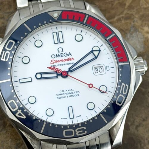 Omega Seamaster Diver 300M 41mm Automatic COMMANDER 007 White Dial Box Papers 212.32.41.20.04.001 Limited Edition