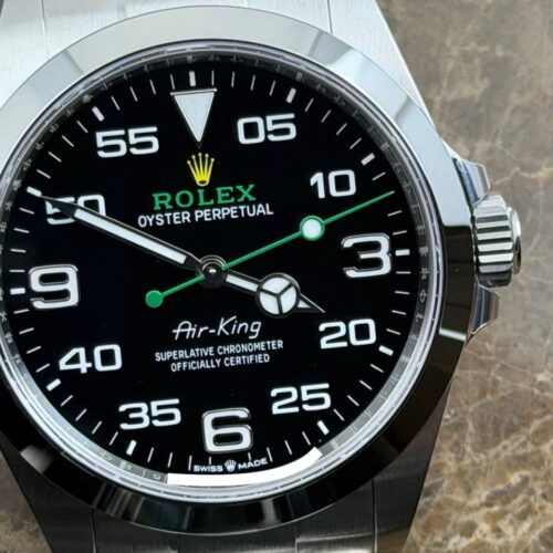 Rolex Air King 40mm Automatic Black Dial with Yellow Green accents MK2 Box Papers Card 126900