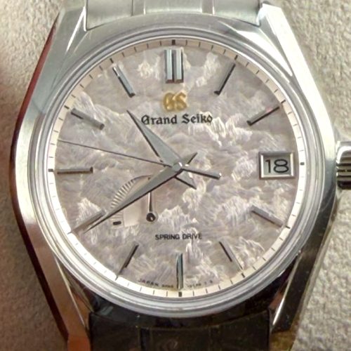 Grand Seiko Elegance Spring Drive with Power Reserve Indicator Pink Shunbun Titanium 40mm Box Papers SBGA413 CALL FOR PRICE