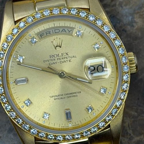 Rolex President Day Date 36mm 18k Yellow Gold Automatic 18348 DOUBLE QUICK Factory Diamond Bezel and Dial