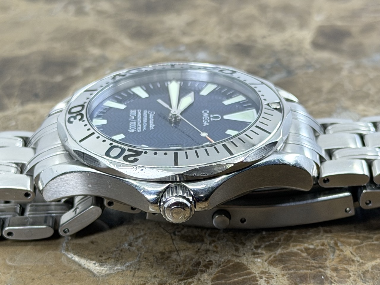 Omega Seamaster 300m Electric Blue Wave Dial 41mm Automatic with Box and Booklets model 2255.80