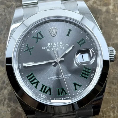 Rolex Datejust 41 Automatic with Wimbledon Dial Roman Numerals Oyster Bracelet model 126300 with Box Papers Card 2026 Never Worn