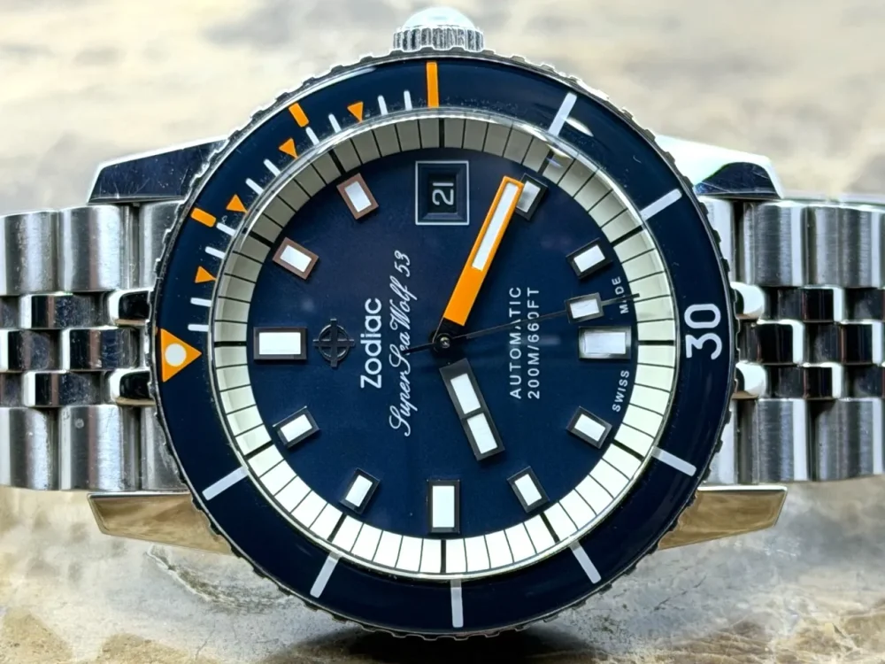 Zodiac Super Sea Wolf 53 Blue Dial and Orange Accents 40mm