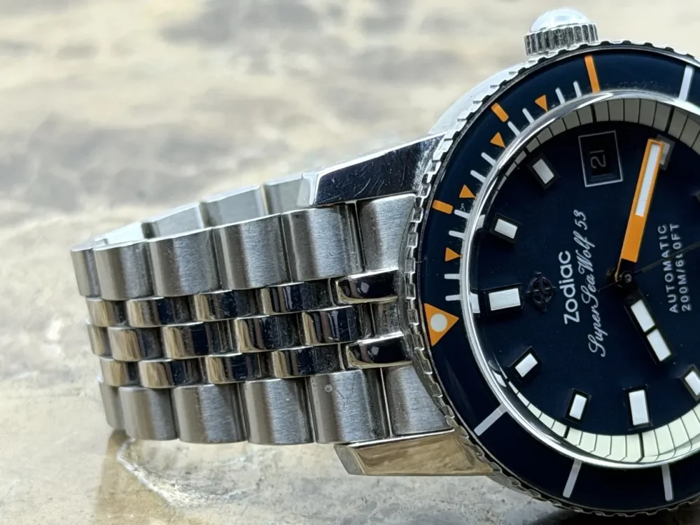 Zodiac Super Sea Wolf 53 Blue Dial and Orange Accents 40mm