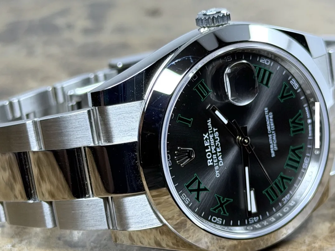 Rolex Datejust 41 Automatic with Wimbledon Dial Roman Numerals Oyster Bracelet model 126300 with Box Papers Card 2026 Never Worn