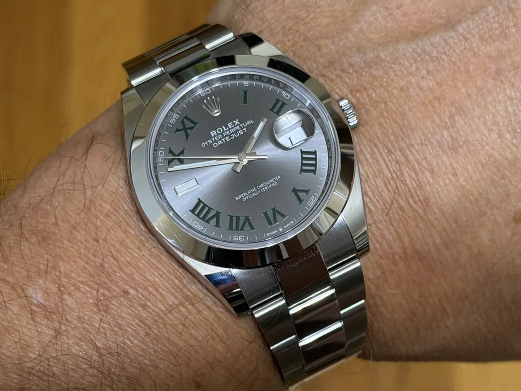 Rolex Datejust 41 Automatic with Wimbledon Dial Roman Numerals Oyster Bracelet model 126300 with Box Papers Card 2026 Never Worn